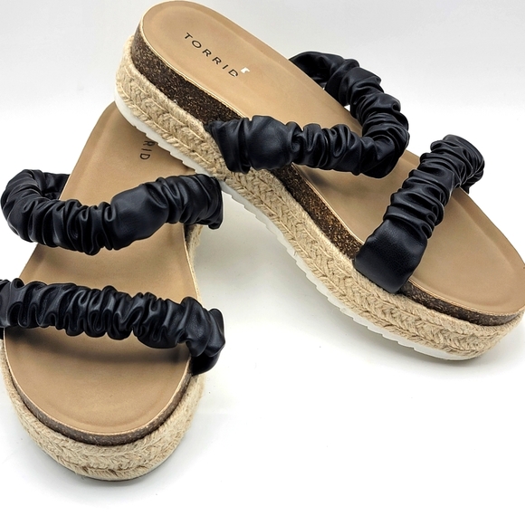 torrid Shoes - Double Band Espadrille Platform Slide (WW) 11.  #1173